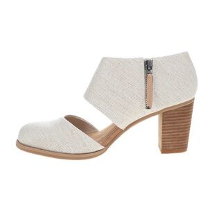TOMS Womens Milan Closed Toe Block Heel Pumps 11 Natural Off White Textile